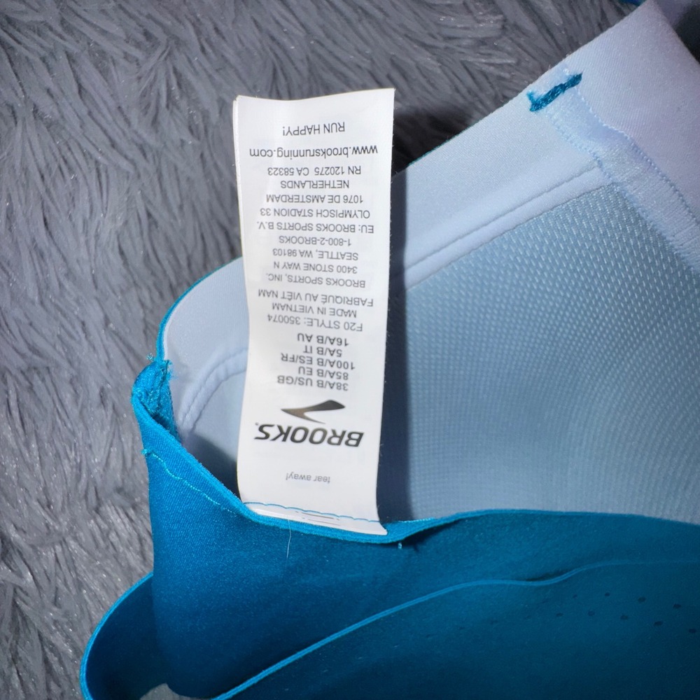 Brooks Bra Womens 38 A/B Dare Crossback Run Bra Sea Blue High Impact HOLDS me in - Picture 7 of 10